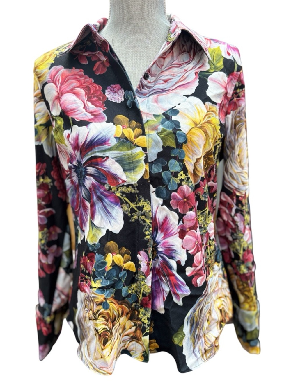 Express Slim Portofino NWOT Floral Button Down Shirt S Maximalist Dark Academia